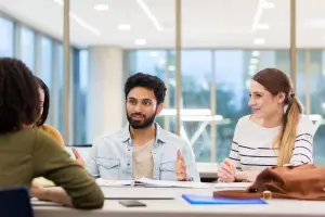 College students sitting and having a discussion